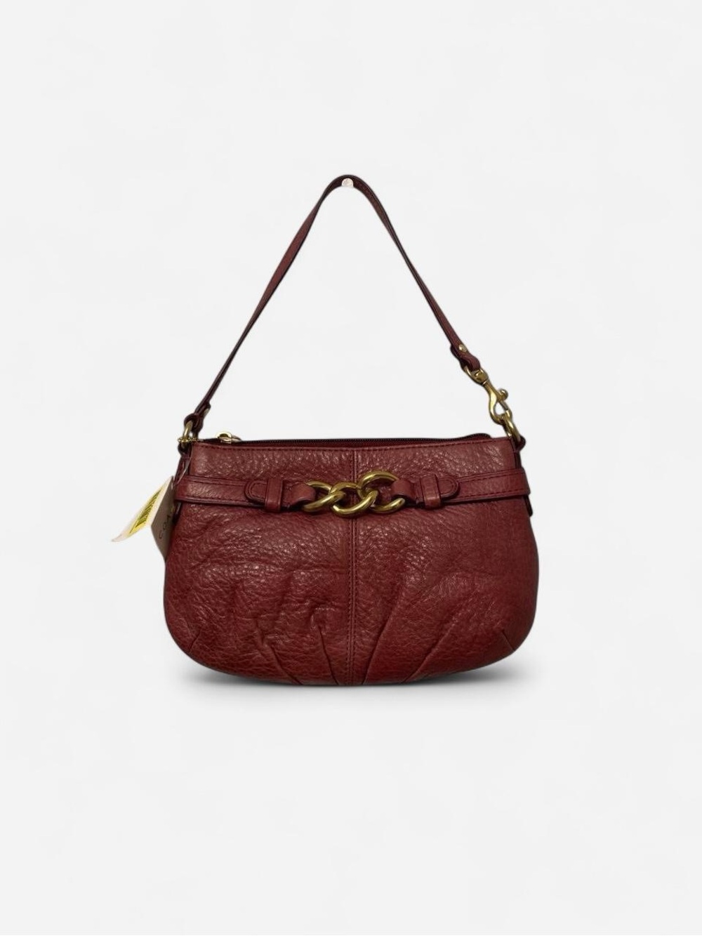 Coach Burgundy Brooke Pebbled Leather Clutch Purse